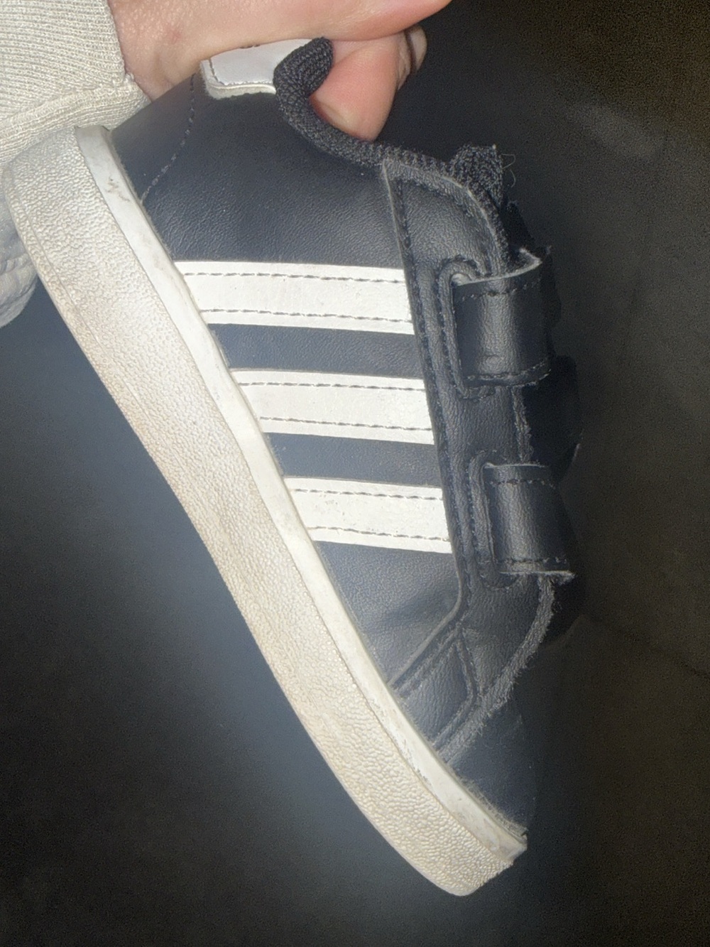 adidas Black and White Kids Velcro Sneakers